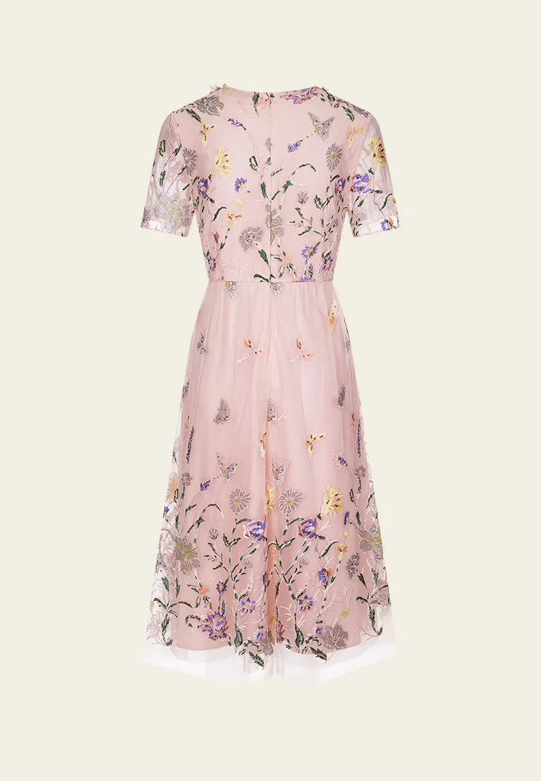 Tagless Labeling casual fun Fantasy Floral-appliqu?? Dress