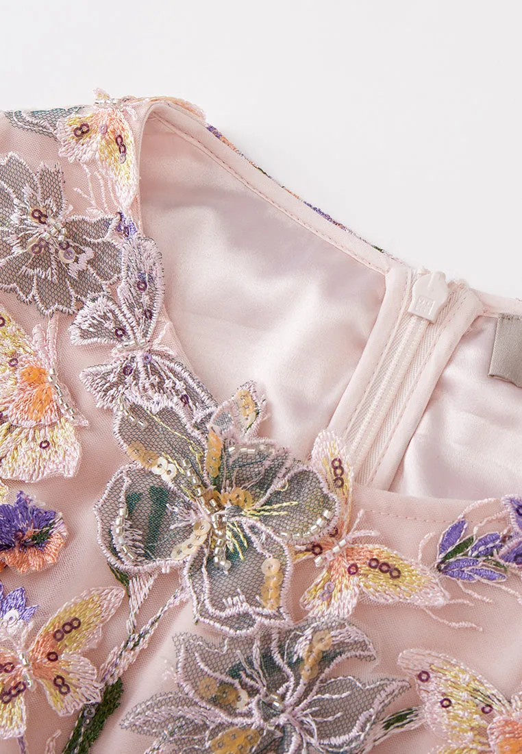 Calm Core Durable Stitching Fantasy Floral-appliqu?? Dress
