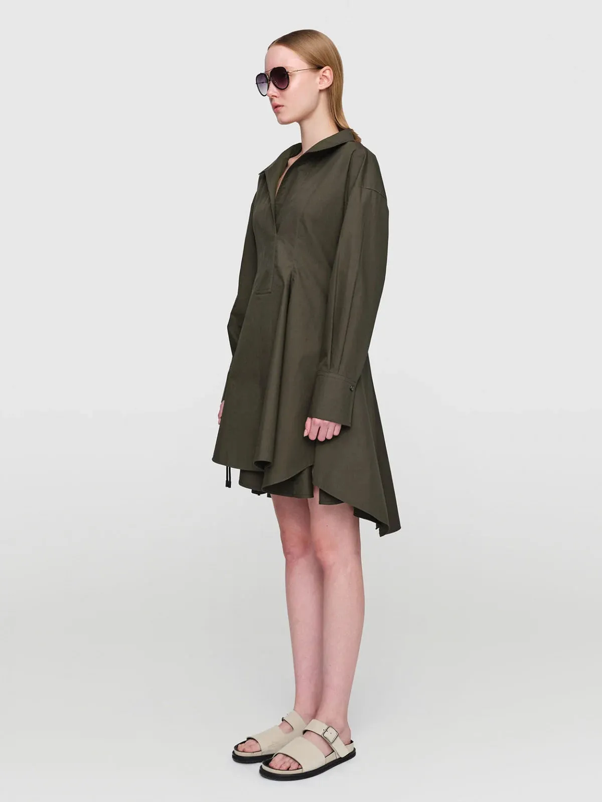 Adela Paper Poplin Dress Leather Core