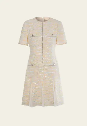 Pleated-detail Frayed-detail Crystal-trim Dress Basic Core