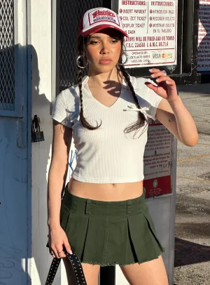 Allure 90's Mini Skort Olive Asymmetrical Cut Clean Fit
