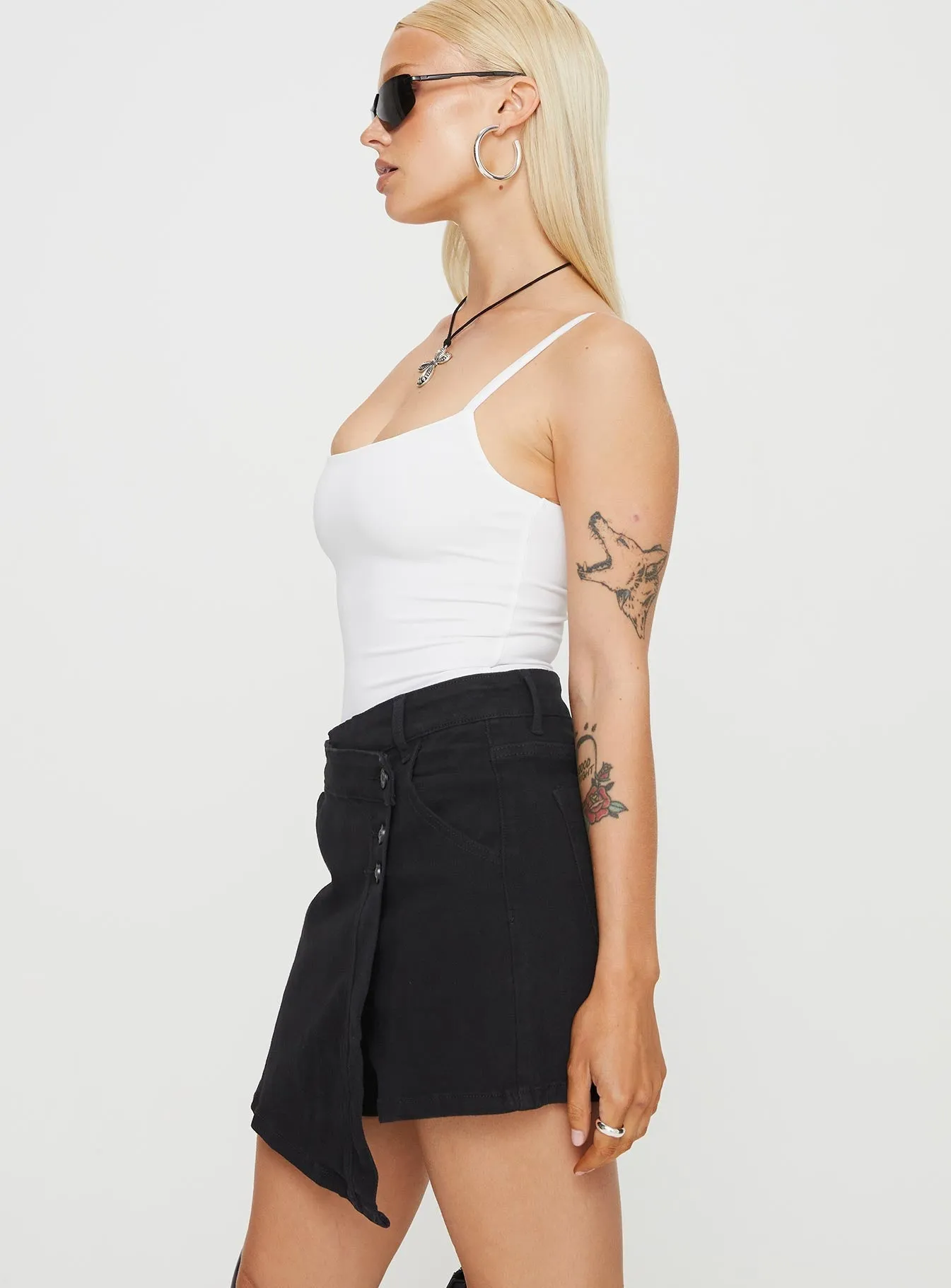 Kaycie Wrap Skort Black Denim Creative Fashion Statement Piece