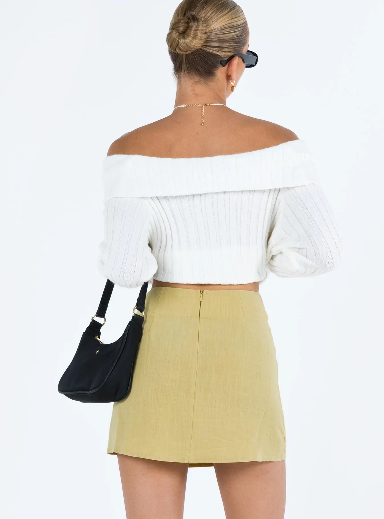 Layer Combo Stretch Fabric Selby Mini Skirt Lemon