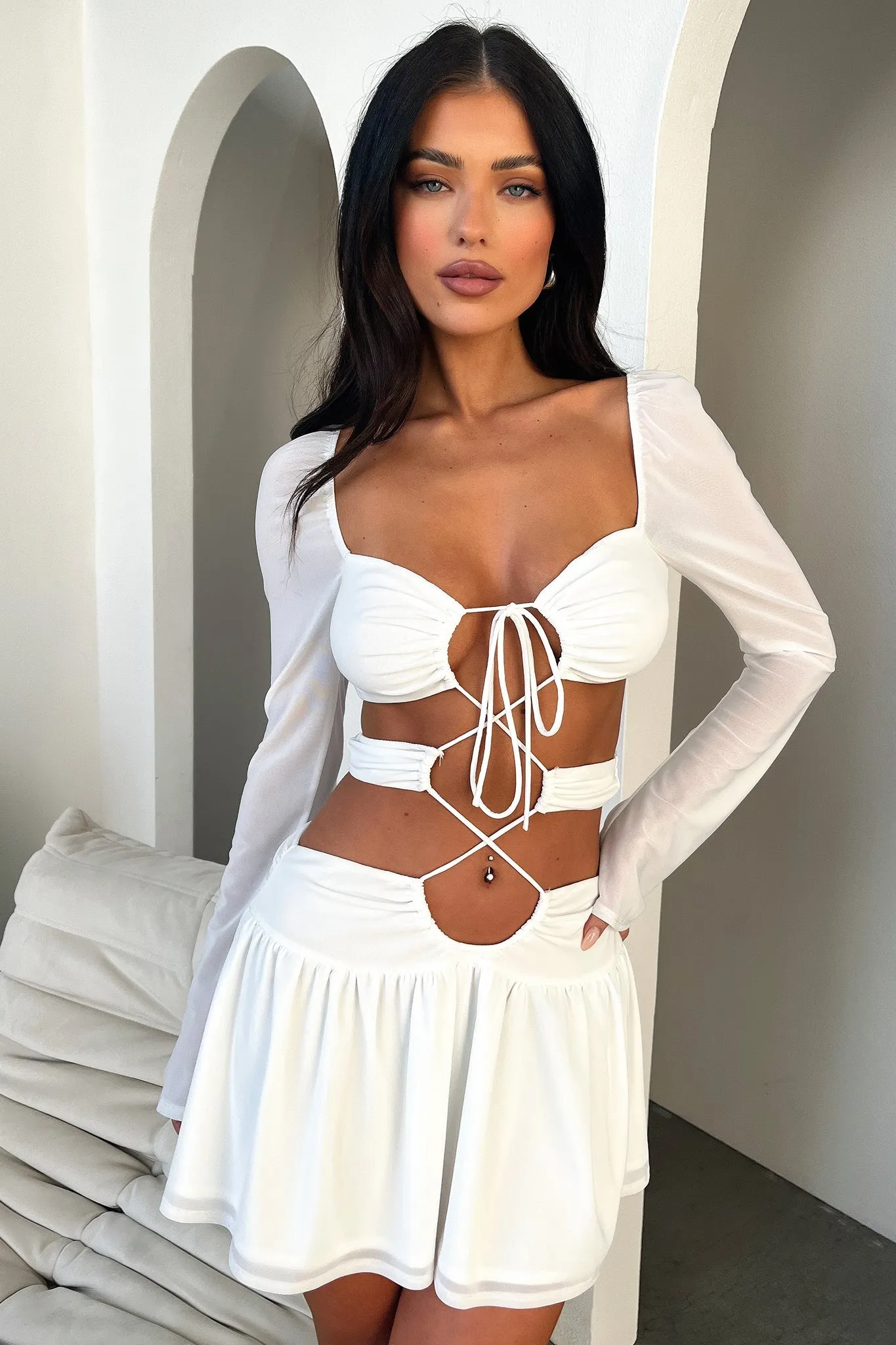 Hidden Pocket Design Casual chic outfit Ileana Dress - White
