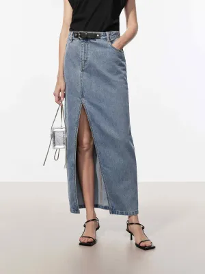 Front Buckle Denim Skirt Breathable fabric
