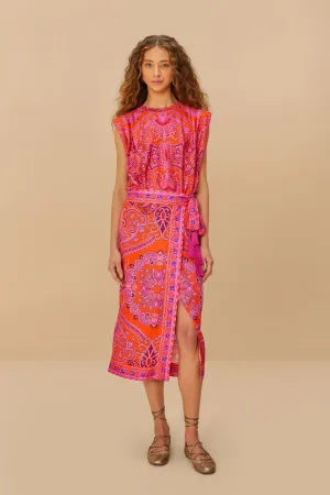 Red Paisley Scarf LENZING? ECOVERO? Viscose Midi Skirt Chill Mood