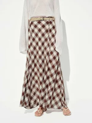 A Line Silhouette Minimal Touch Checked Mermaid Maxi Skirt