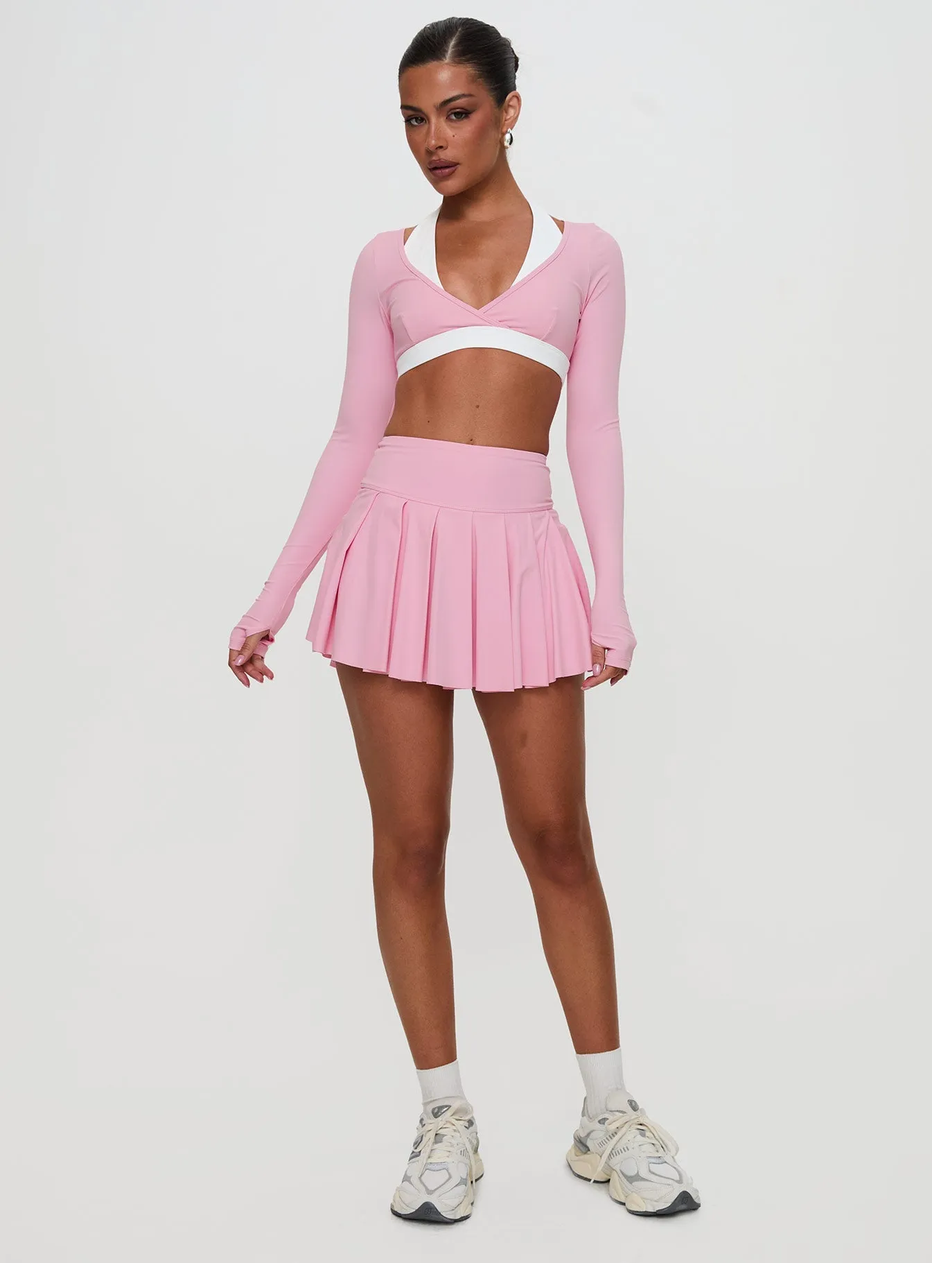 Collaboration Piece Sleek Vibe Dynamic Pleat Active Skort Pink