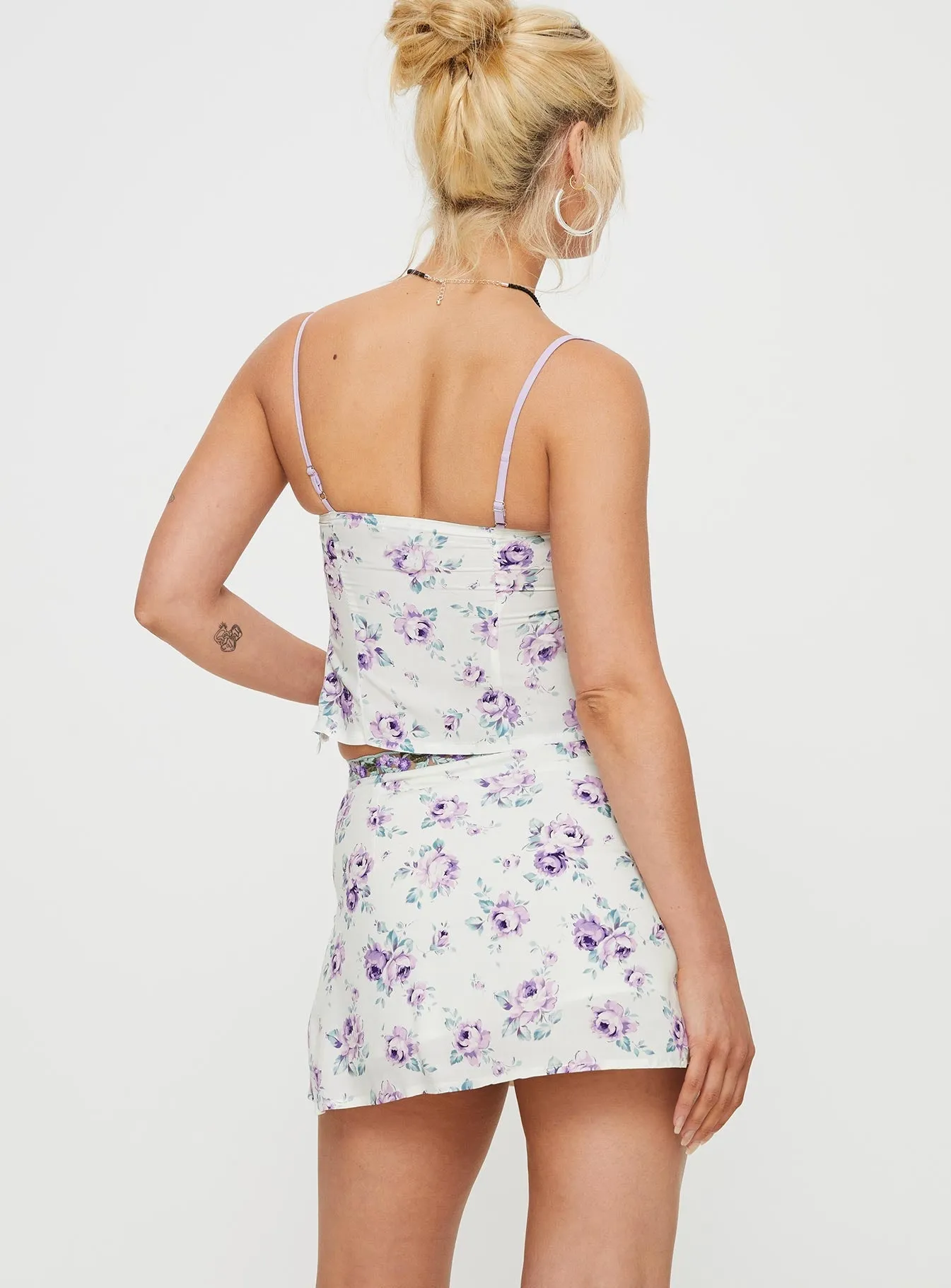 Ringa Rosey Mini Skirt Purple Floral Classic Choice urban scene