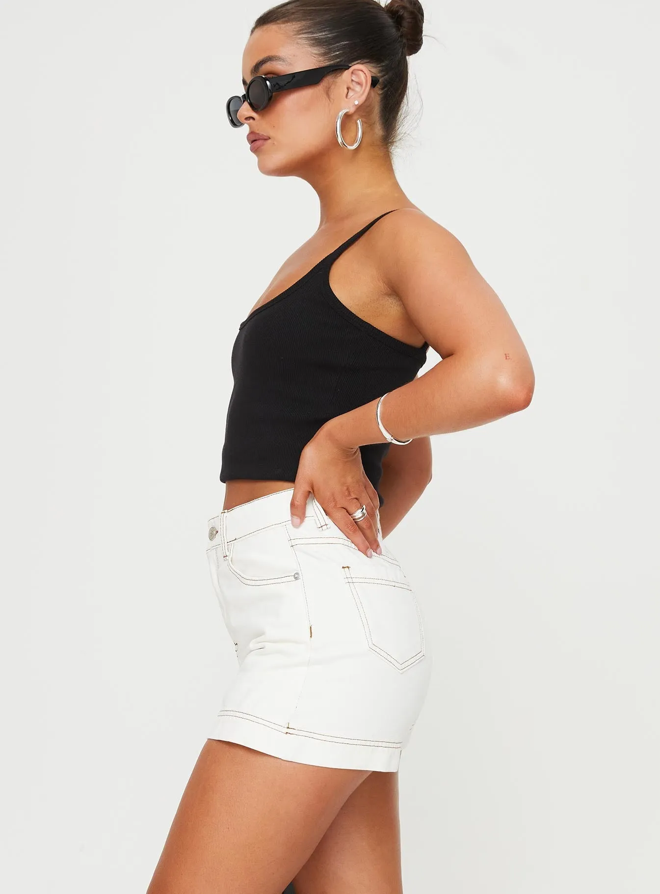Katlynne Denim Mini Skort White Organic Cotton