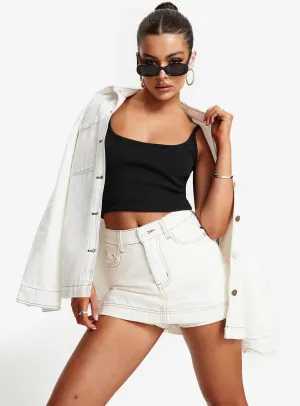 Katlynne Denim Mini Skort White Style Preview Light Fabric