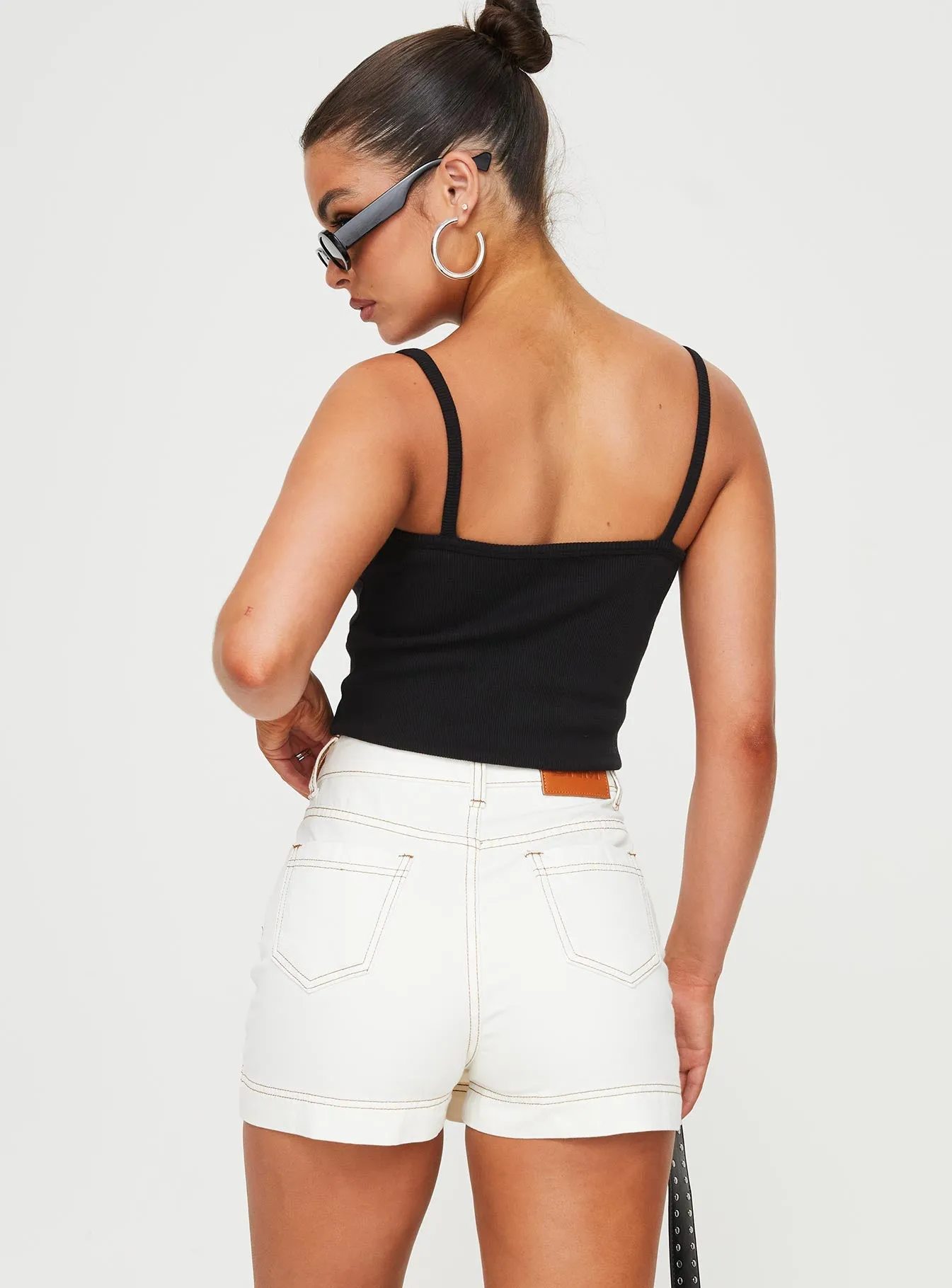 Weekend Vibes Front Slit Katlynne Denim Mini Skort White
