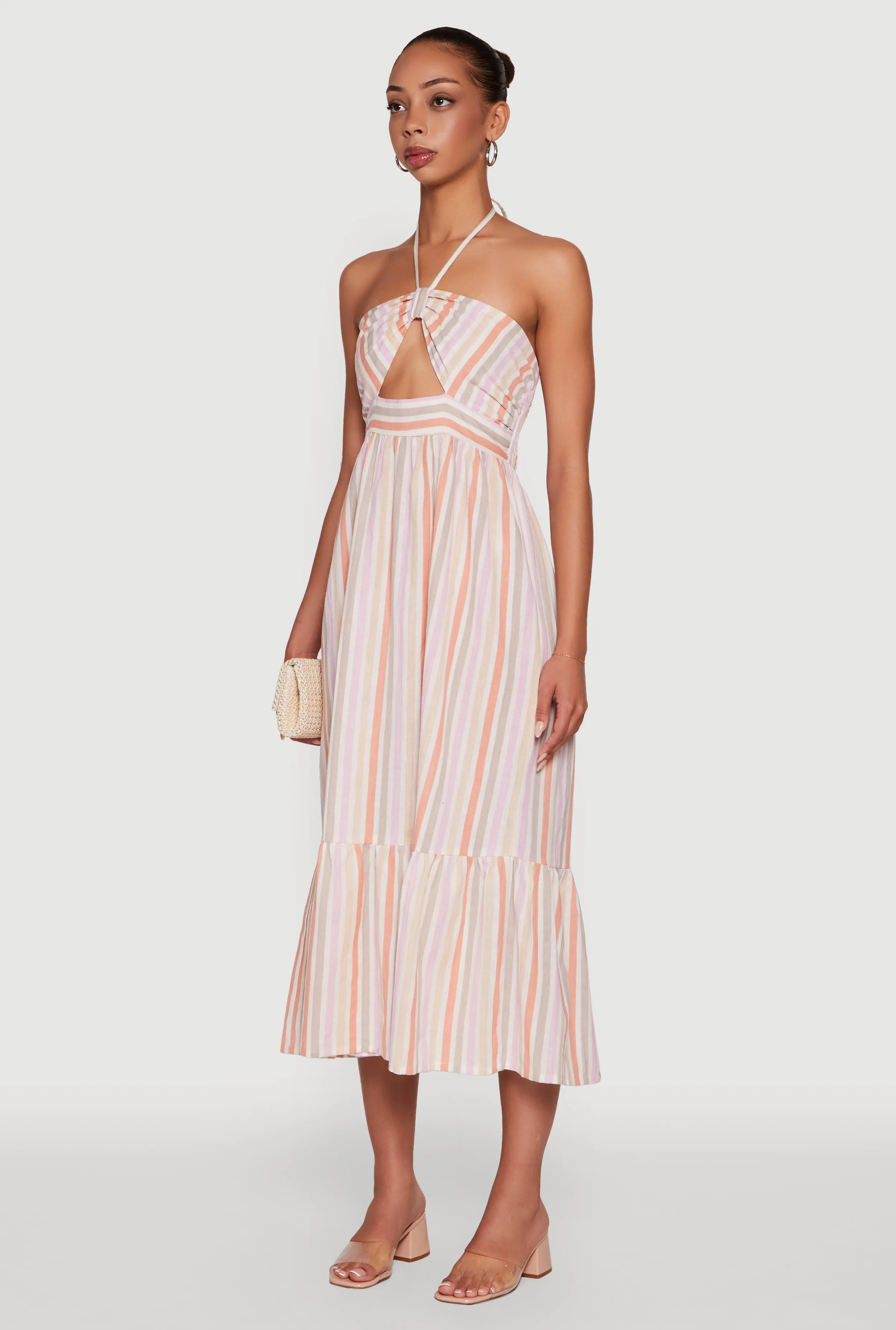 Spoon Jeans Striped Keyhole Halter Sundress Modern Silhouette Alley View