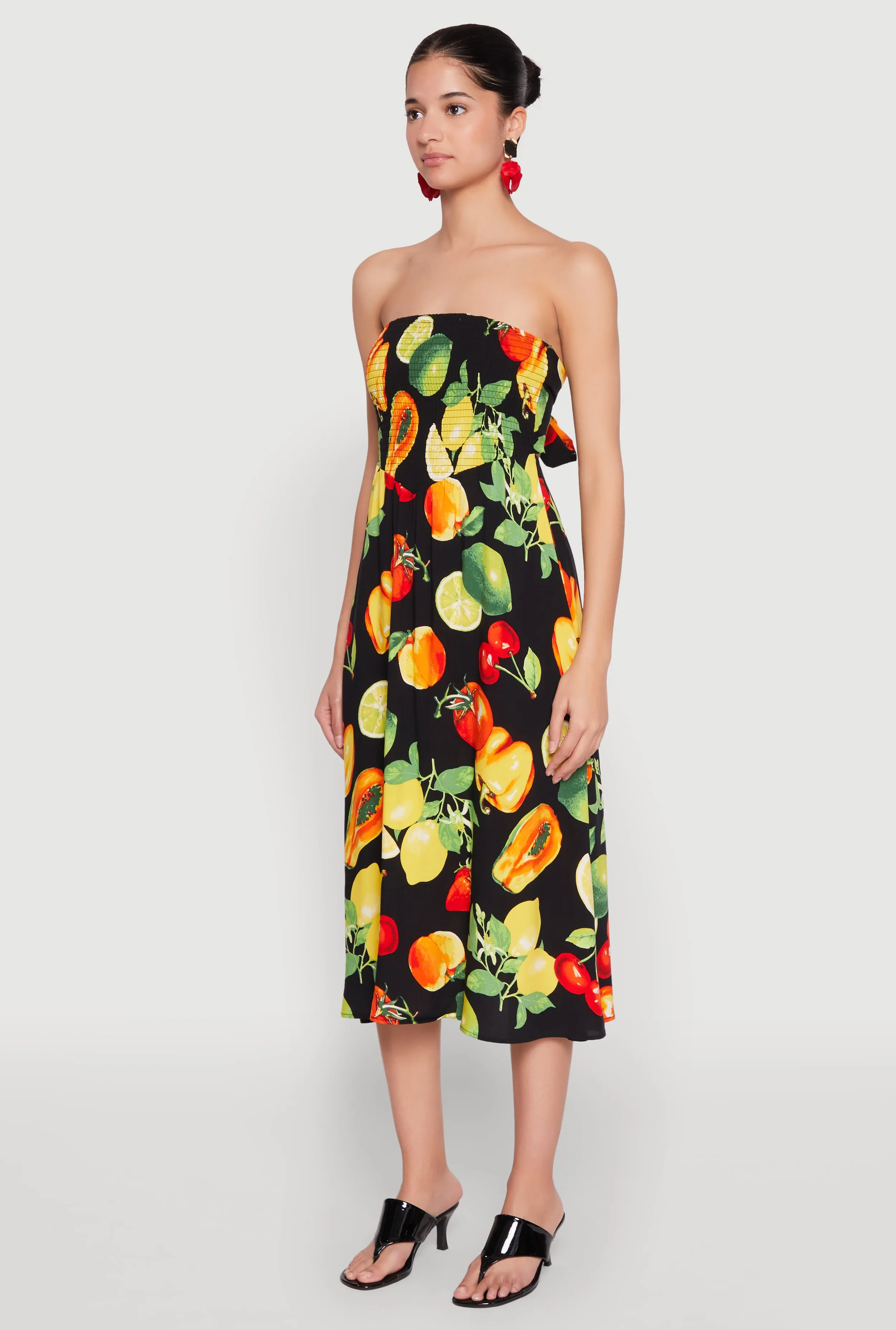 Urban Grace Quick Ready Almost Famous Assorted Fruit Smocked Dress