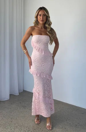 She's A Masterpiece Lace Maxi Dress Pink Aerated Seam Placement