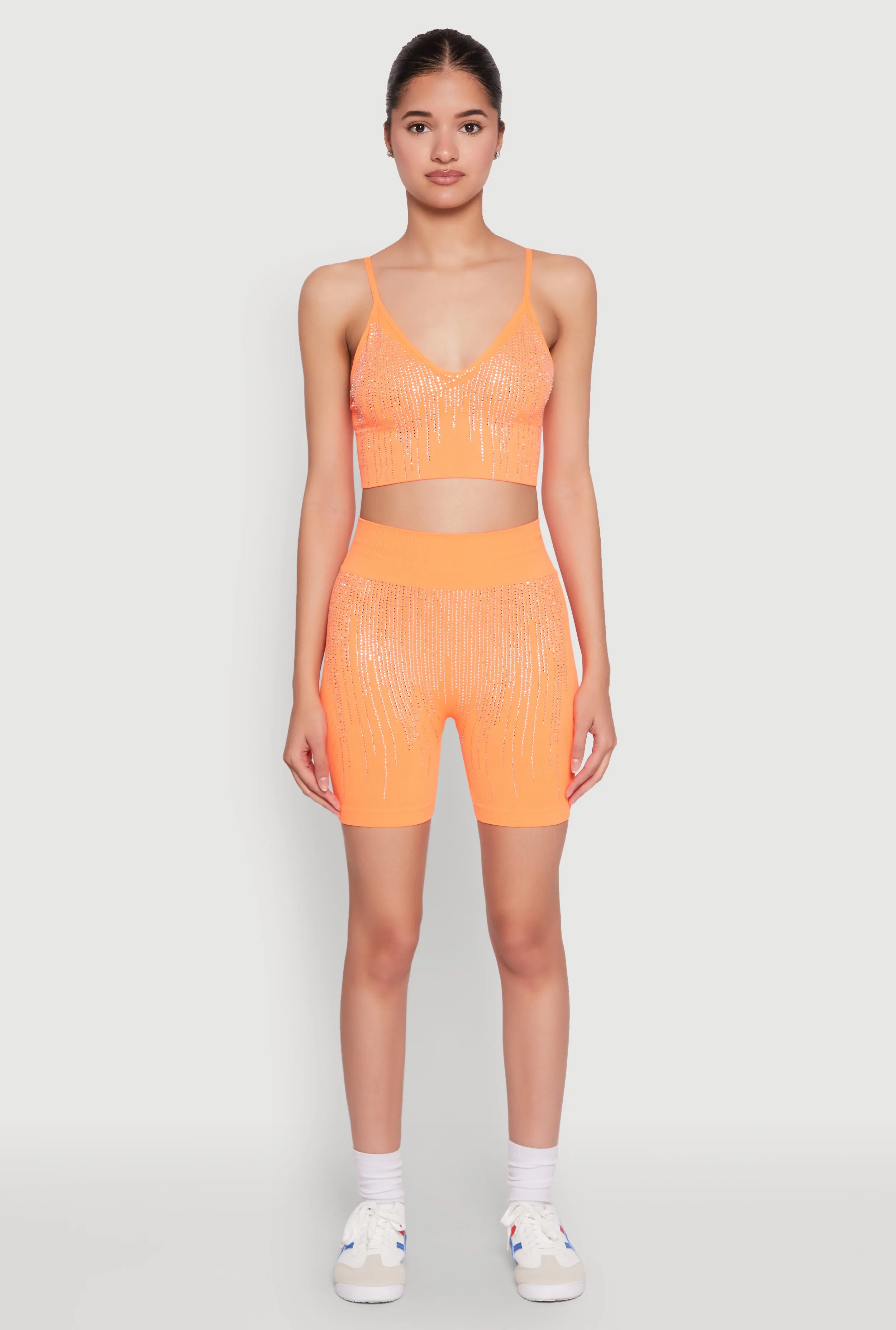 jungle scene Travel Smooth Seamless Rhinestone Ribbed Crop Top