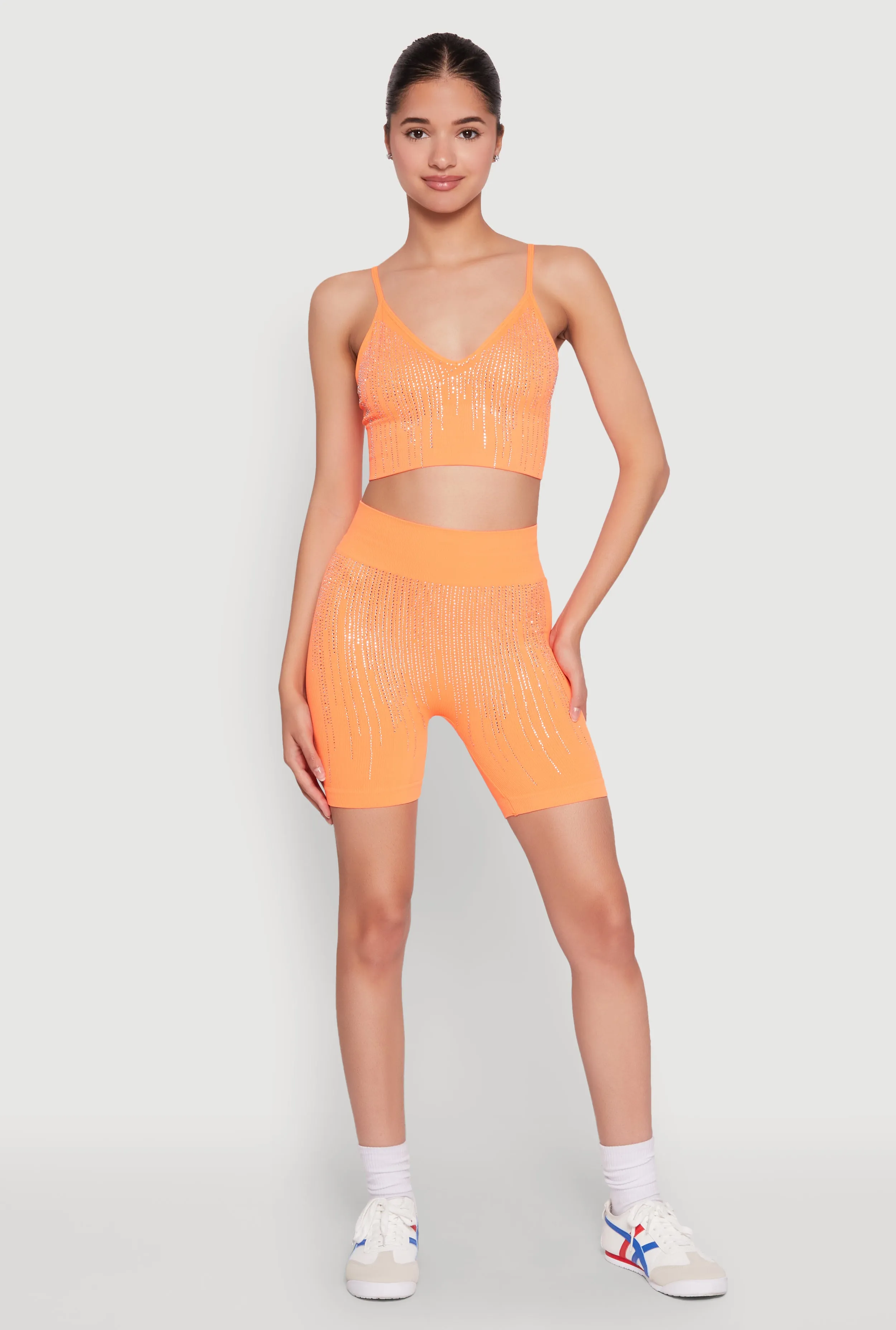 Seamless Rhinestone Ribbed Crop Top construction site Urban Cool