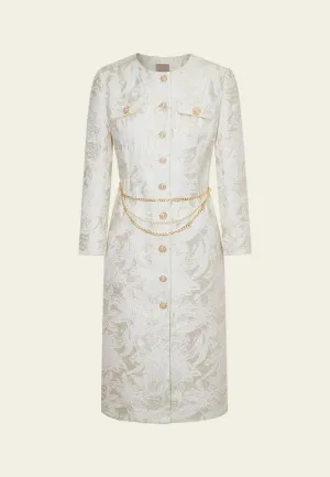 Jacquard Chain-belt A-line Dress FlexibleCollar