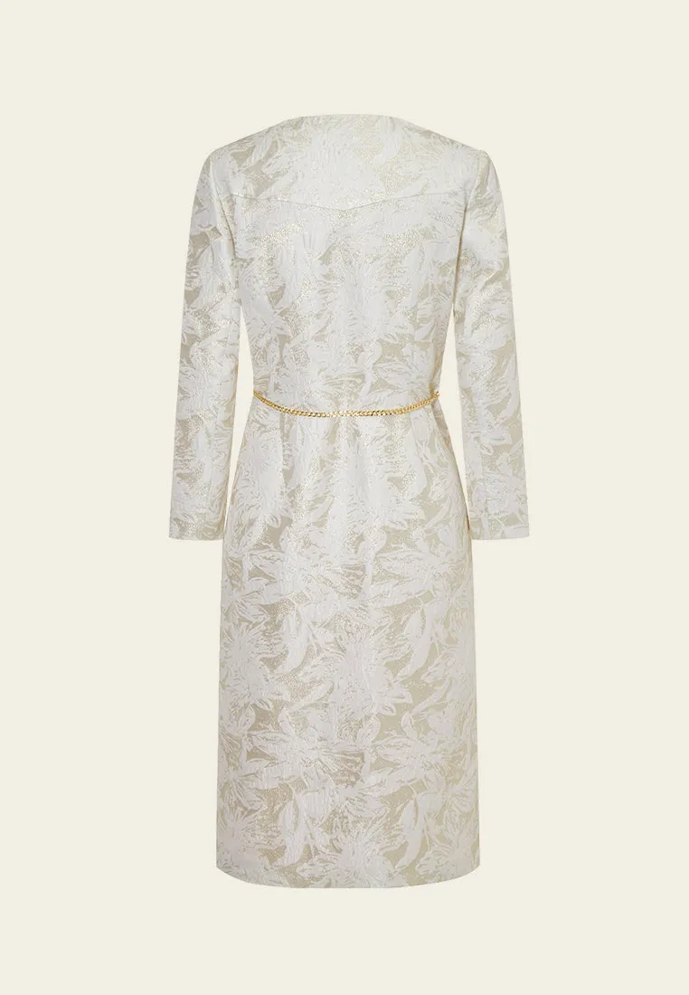 Flash Look Jacquard Chain-belt A-line Dress
