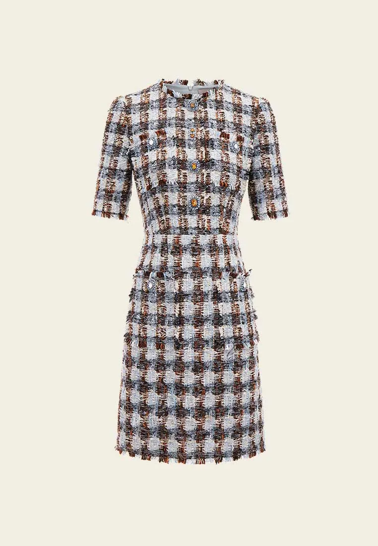 AntiFadeTechnology Team Edge Amber and Light Blue Tweed Dress