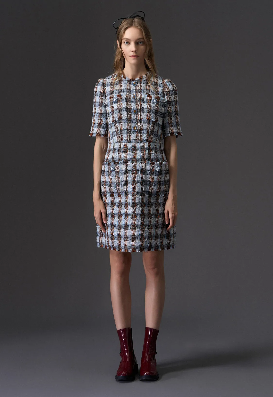 Amber and Light Blue Tweed Dress QuickDryingTech Green Soul