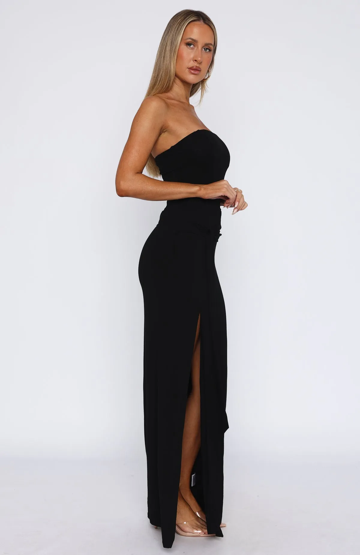 Deep In My Heart Strapless Maxi Dress Black Smart Glow Myth Glow