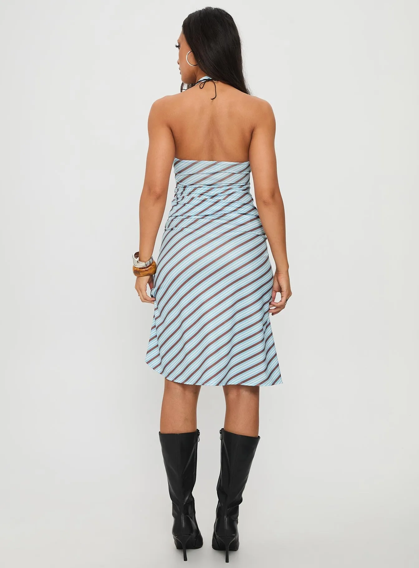 Esmeray Midi Skirt Blue Stripe Neat Style