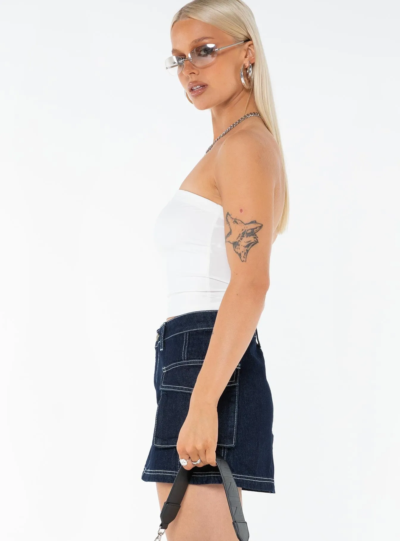 Low Rise City Mood Junie Denim Mini Skirt Indigo
