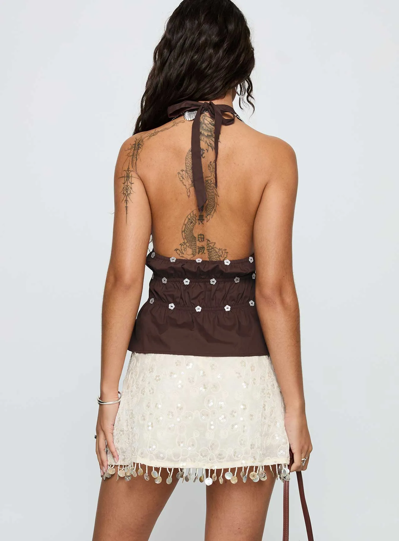 Slow Fashion Removable Belt We Made It Sequin Skort Cream