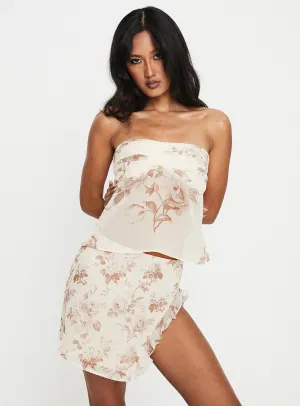 Simple Outfit Big Dreams Floral Mini Skirt Cream