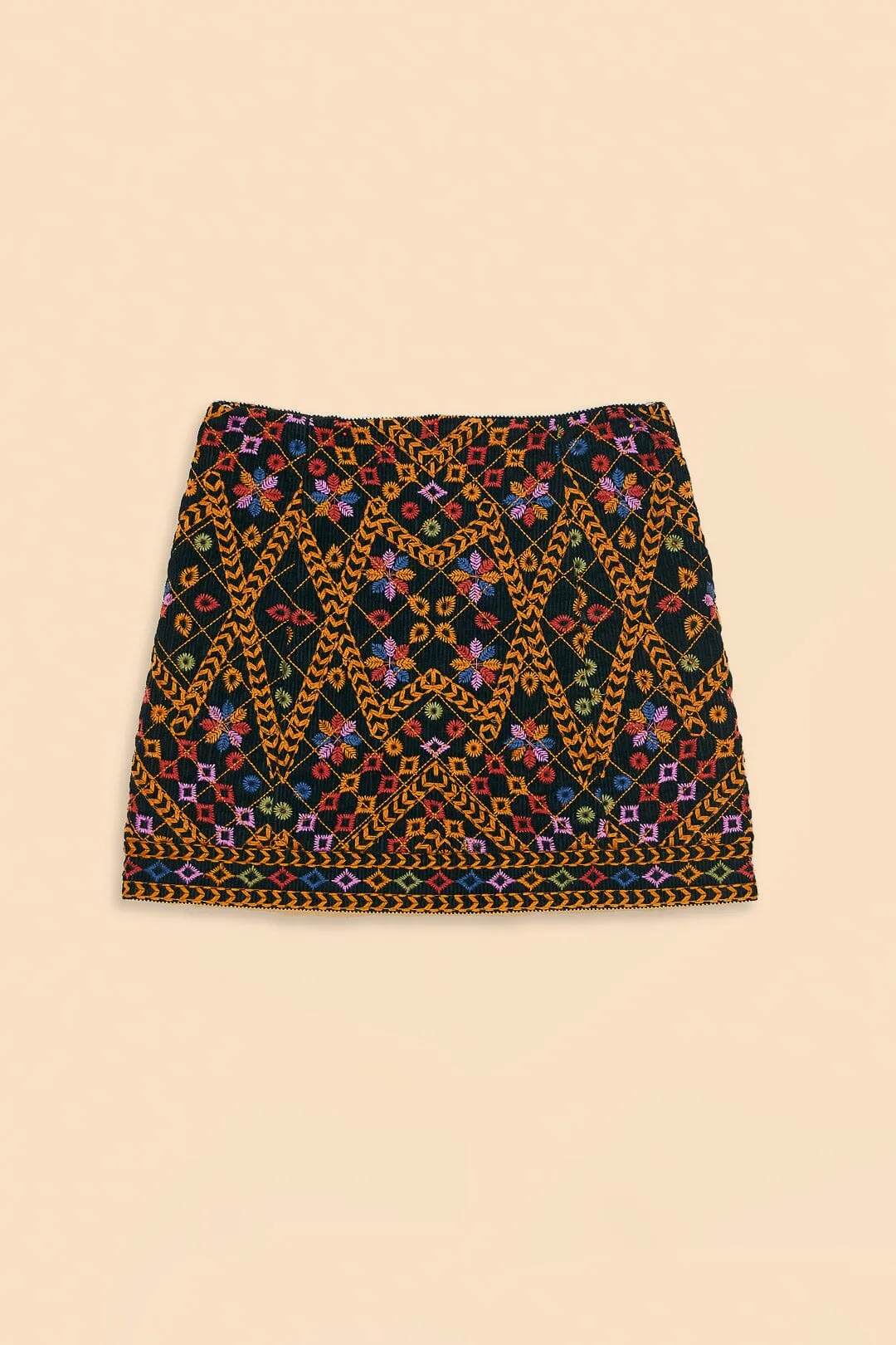 Weekend Vibes Urban Fashion Embroidered Corduroy Mini Skirt