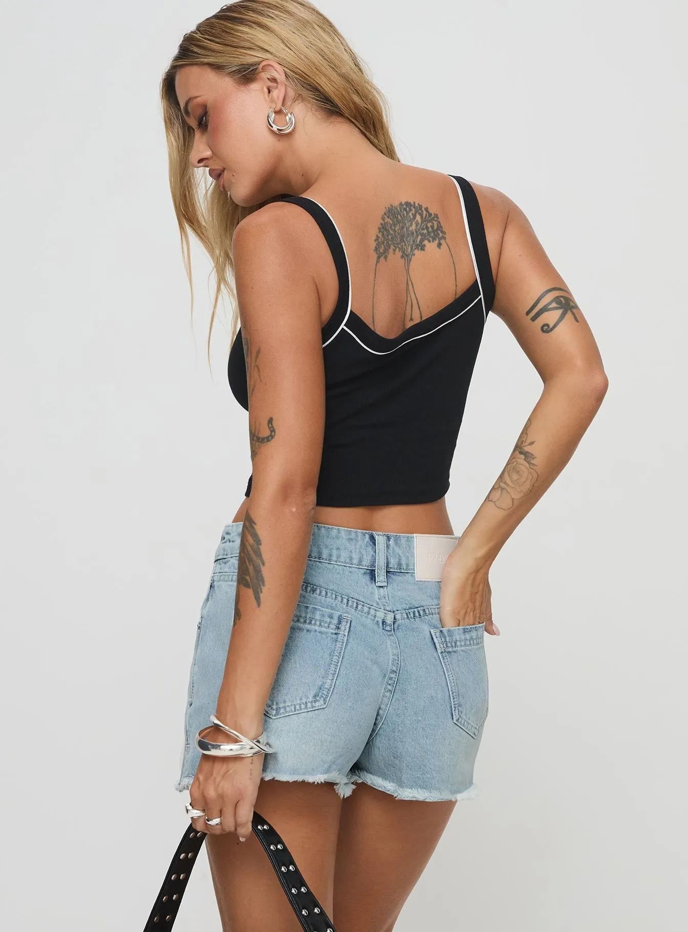 Ombre effect Mitzo Mid Rise Denim Skort Light Wash