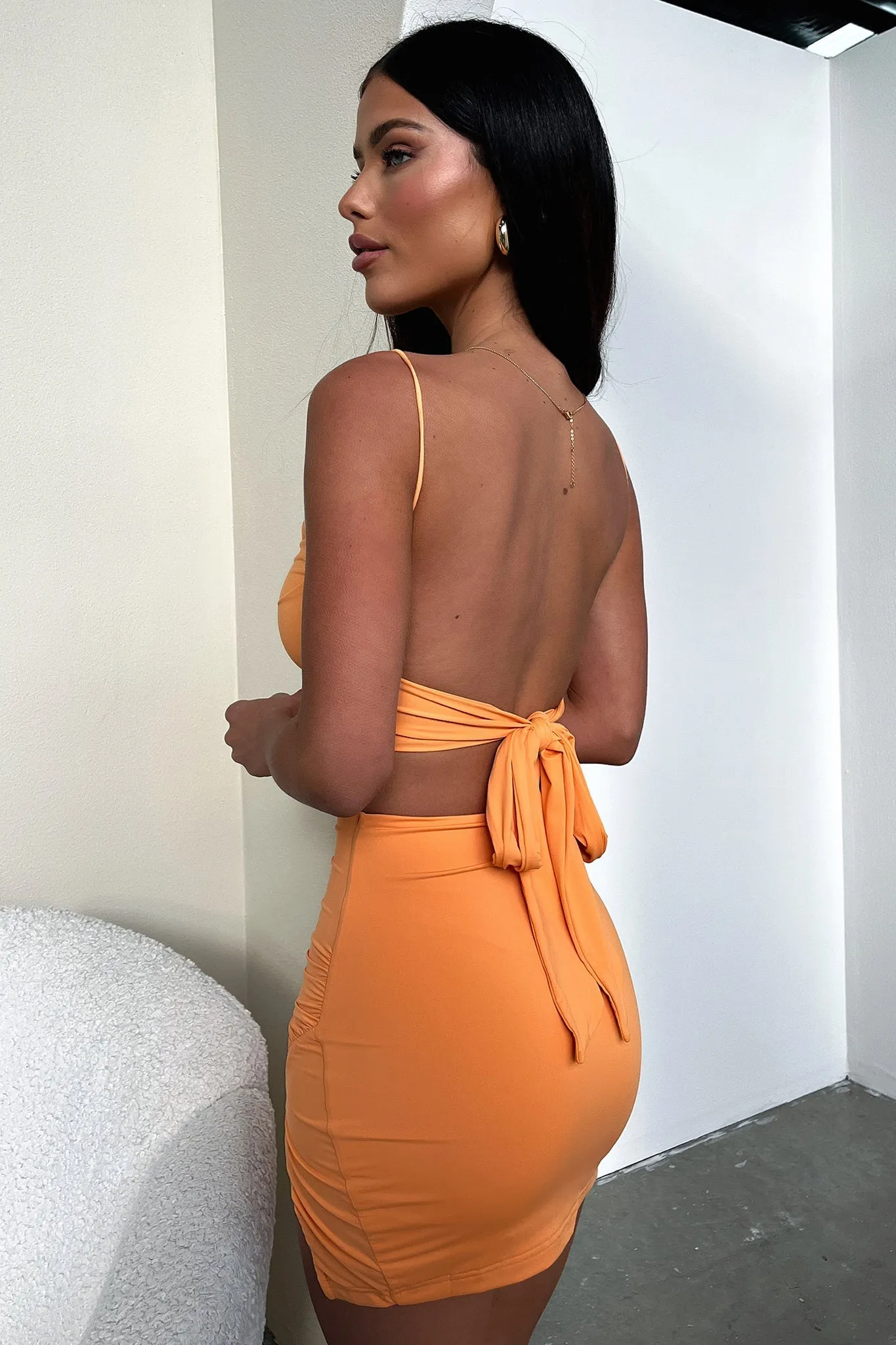 Lahni Dress - Orange Elegant formal mini gown Simple Vibe