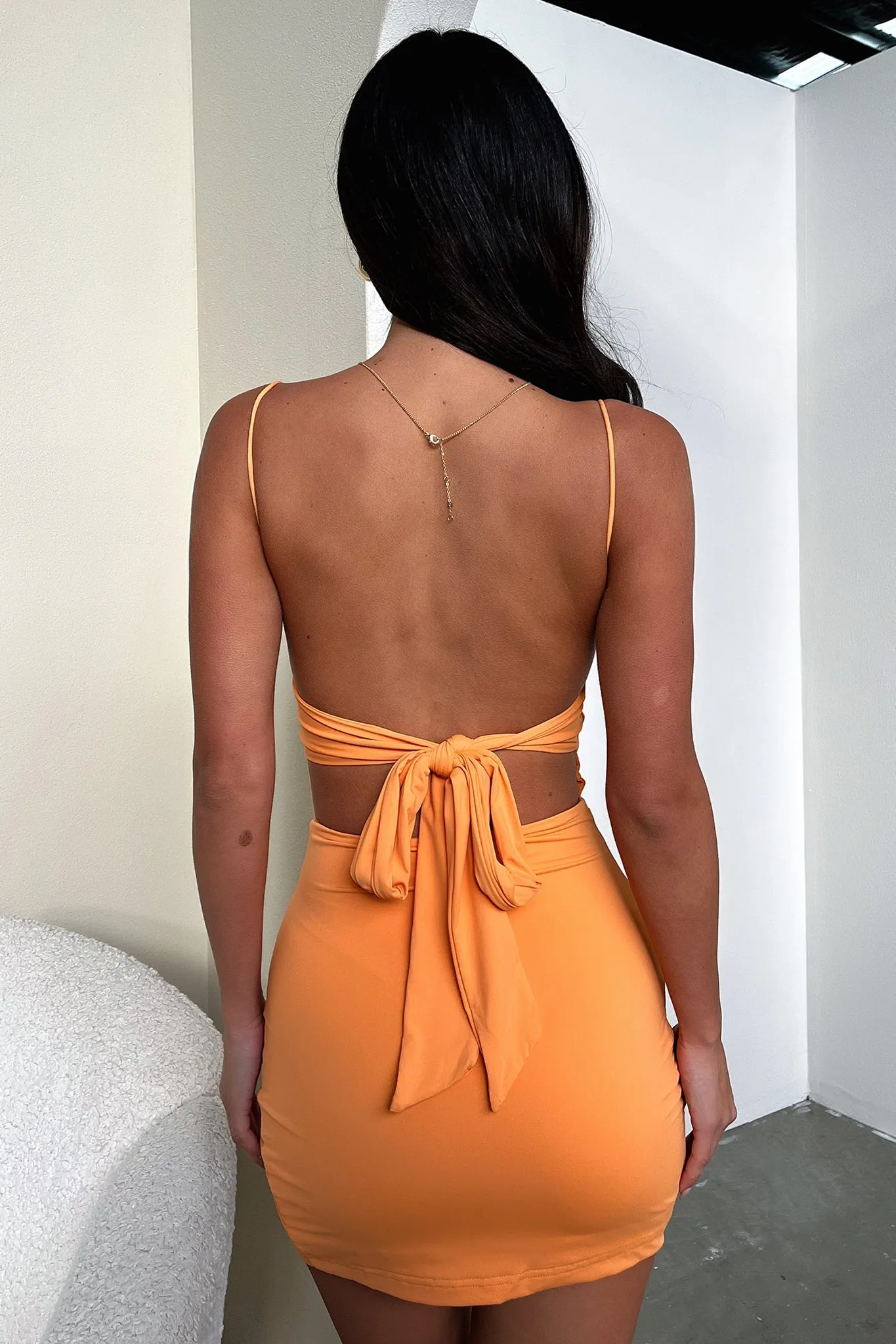 Lahni Dress - Orange Sleek Silhouette City Look