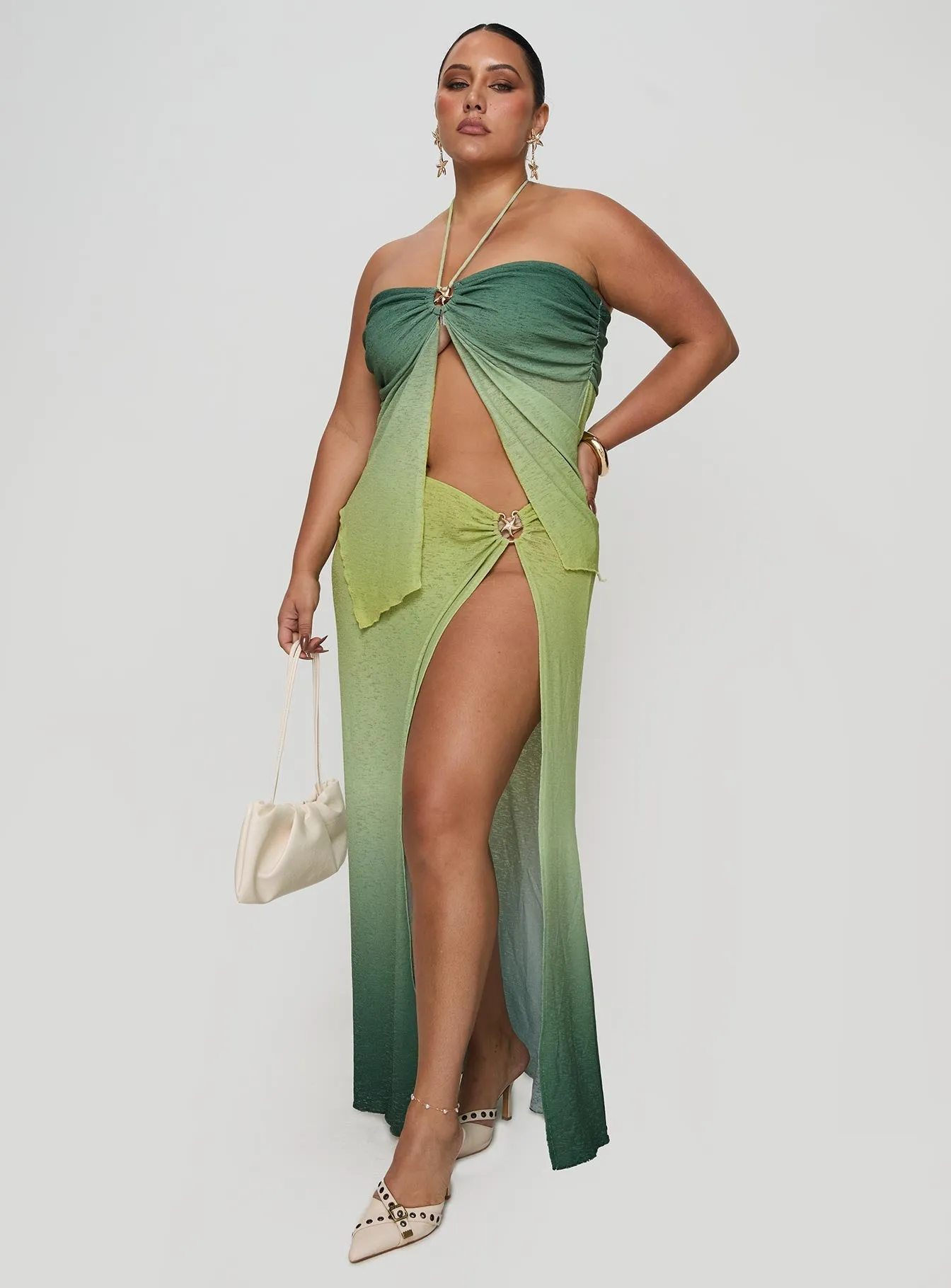 personalized option Star Girl Maxi Skirt Green Ombre Curve