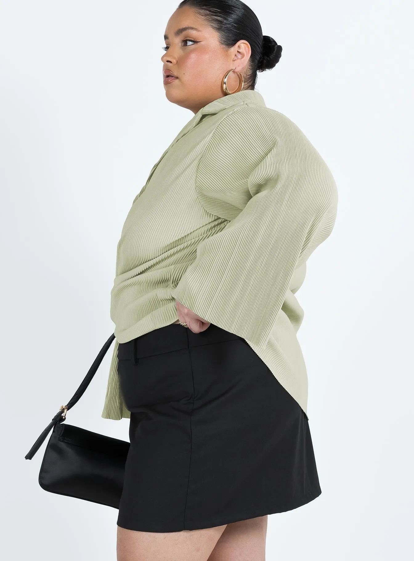 Twist Front Hygienic Coating Adam Mini Skirt Black Curve