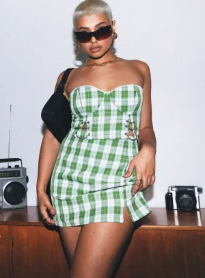 Handmade Quality Wrinkle Resistant Natalia Mini Skirt Green