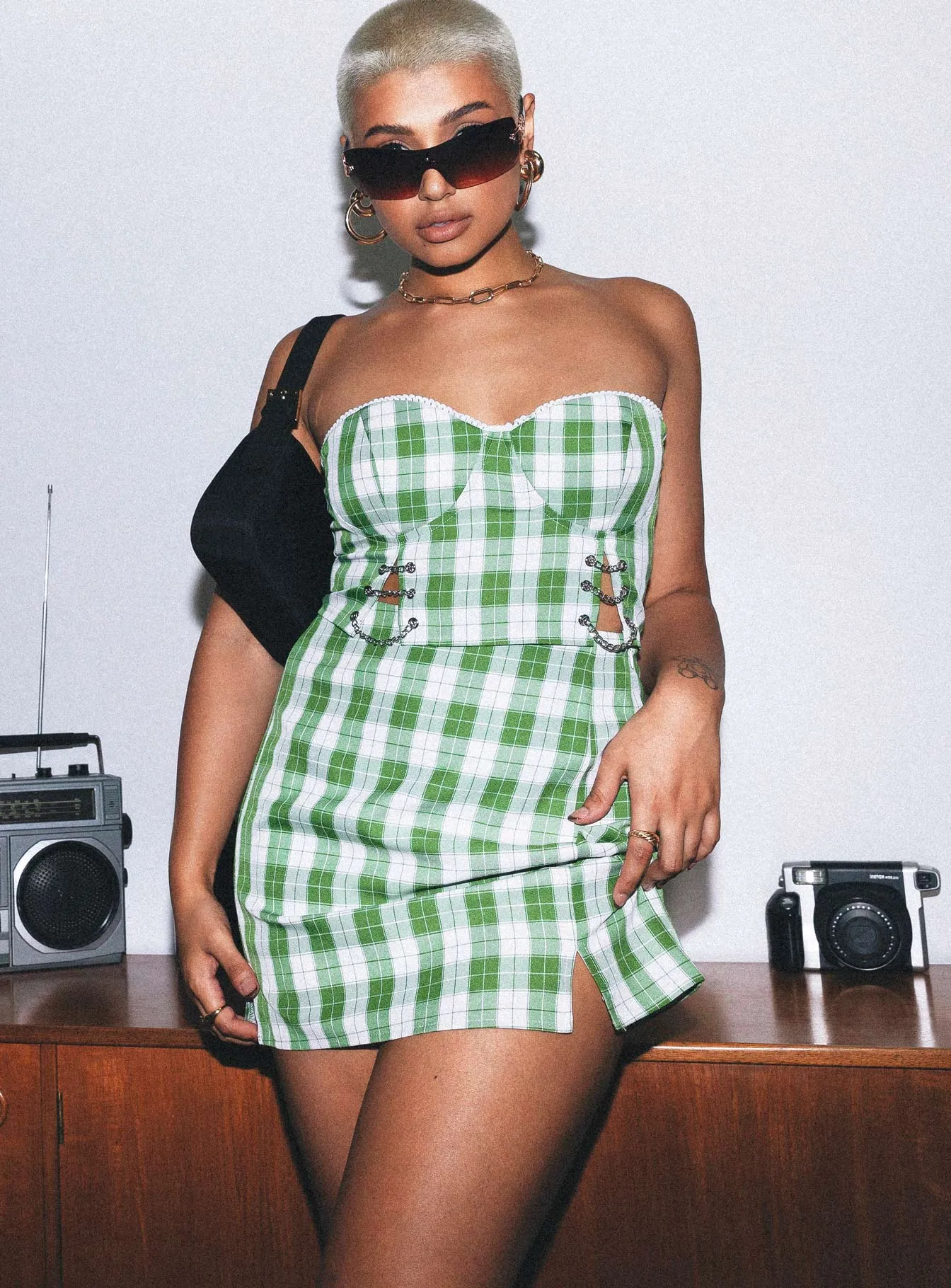 Handmade Quality Wrinkle Resistant Natalia Mini Skirt Green
