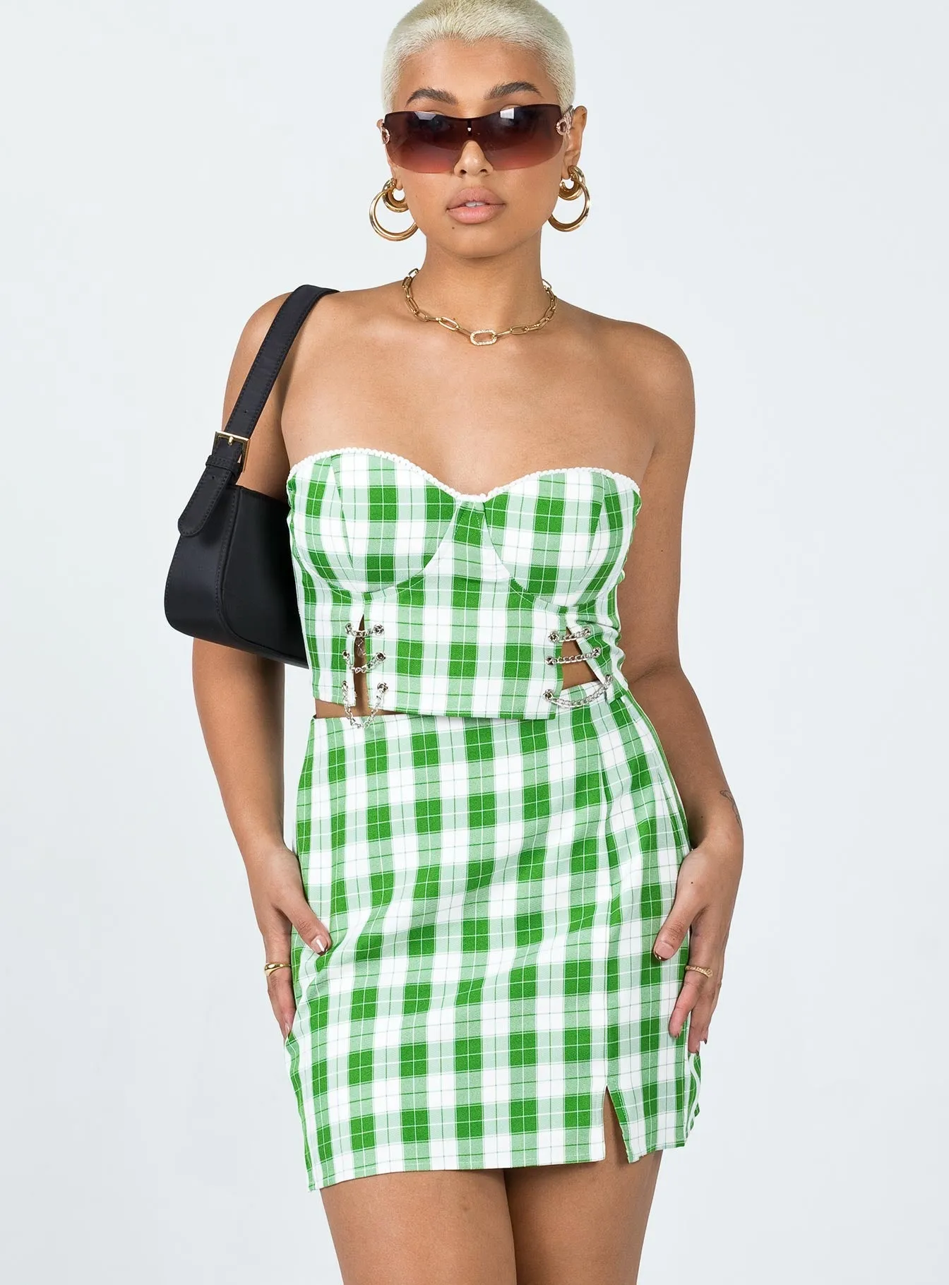 Wrinkle Resistant Natalia Mini Skirt Green