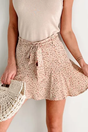 Refined Mood Natures Embrace Floral Print Mini Skirt (Taupe)