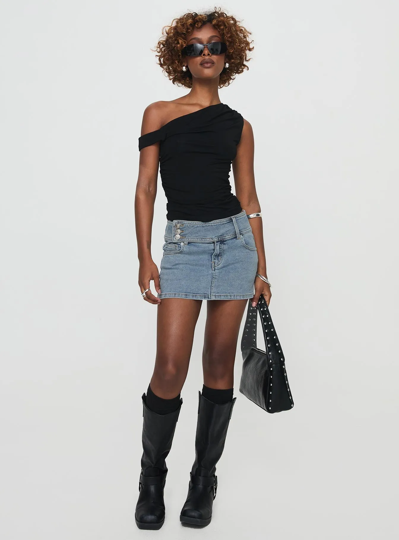 Wardrobe Basics Brinkman Mini Skirt Light Wash Denim