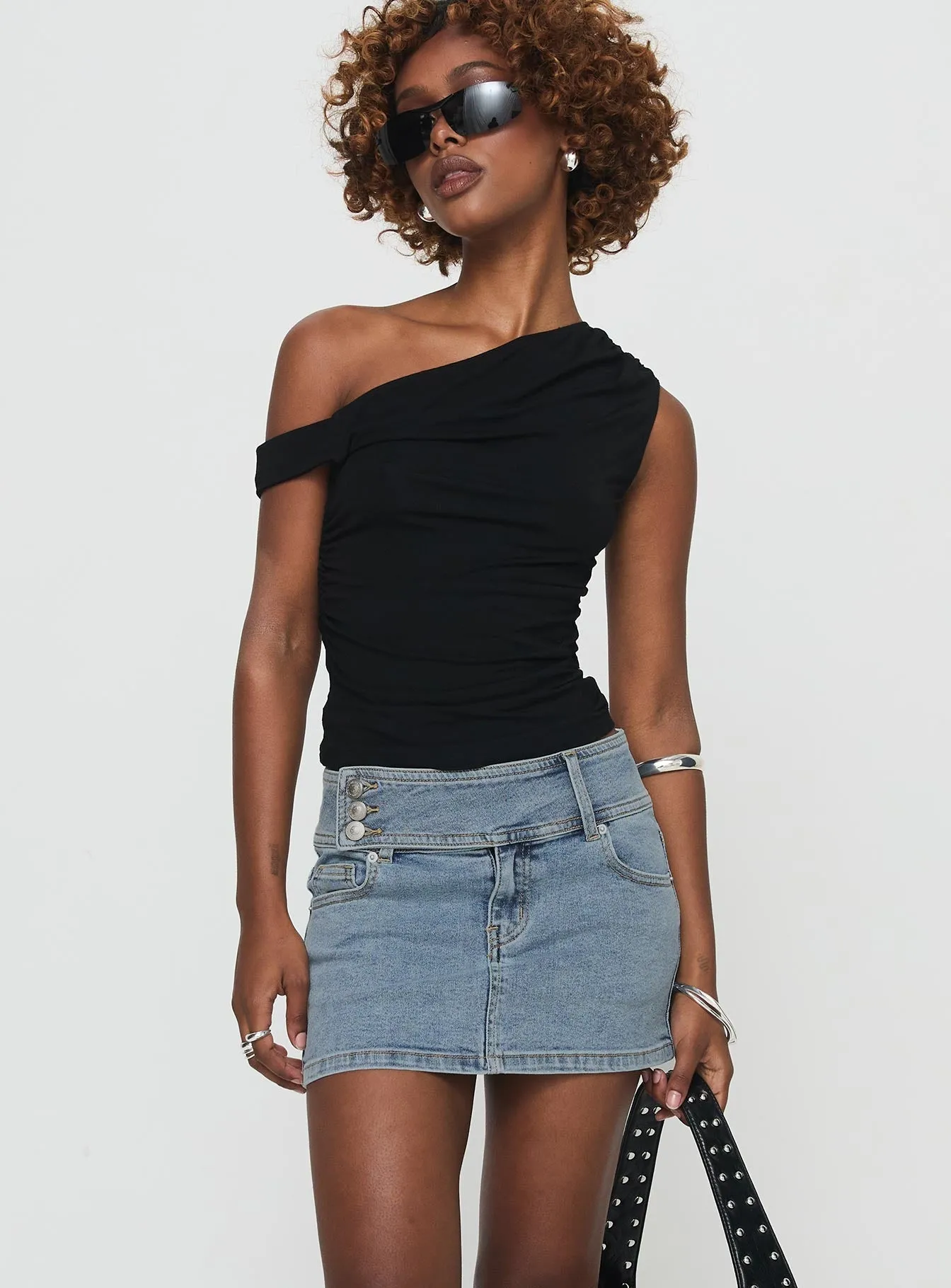 Timeless Outfit Heat Dissipating Fabric Brinkman Mini Skirt Light Wash Denim