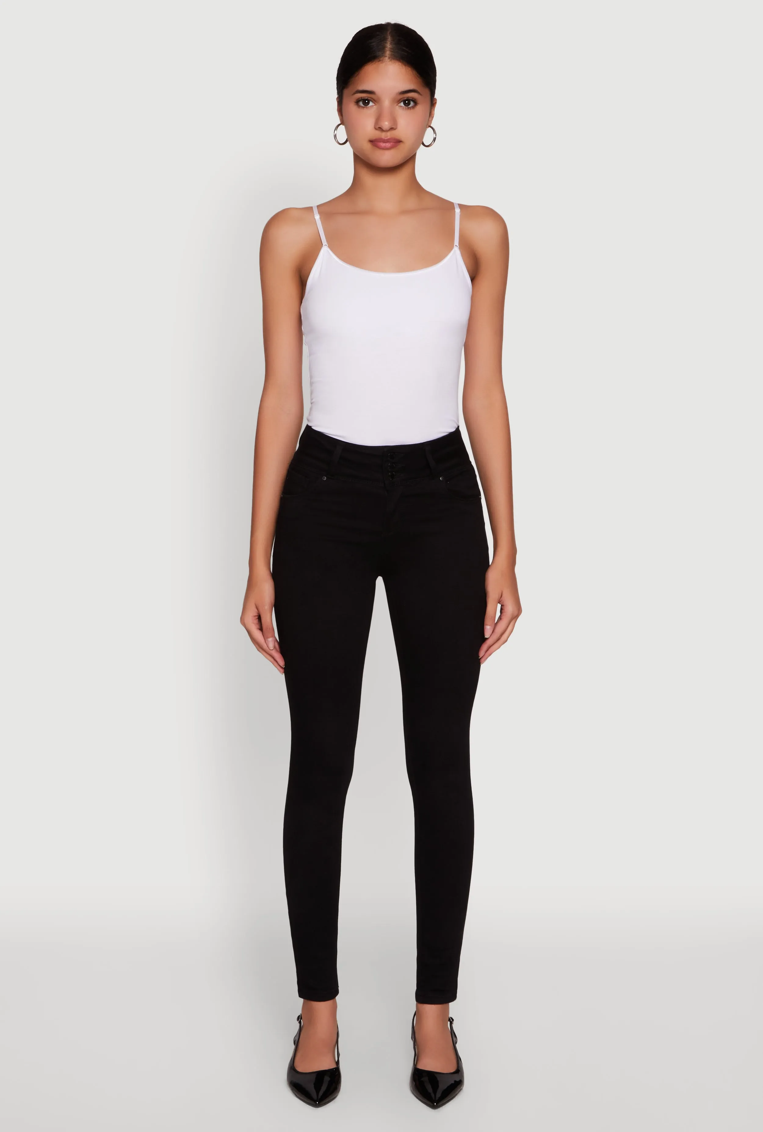 Softened Fabric Essential Style WAX High Waisted Push Up Skinny Jeans