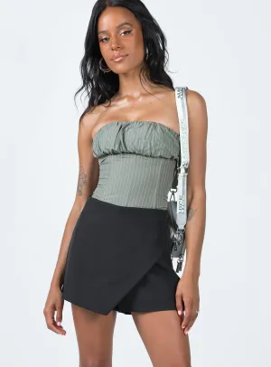 button detail Indianna Cross Over Skort Black