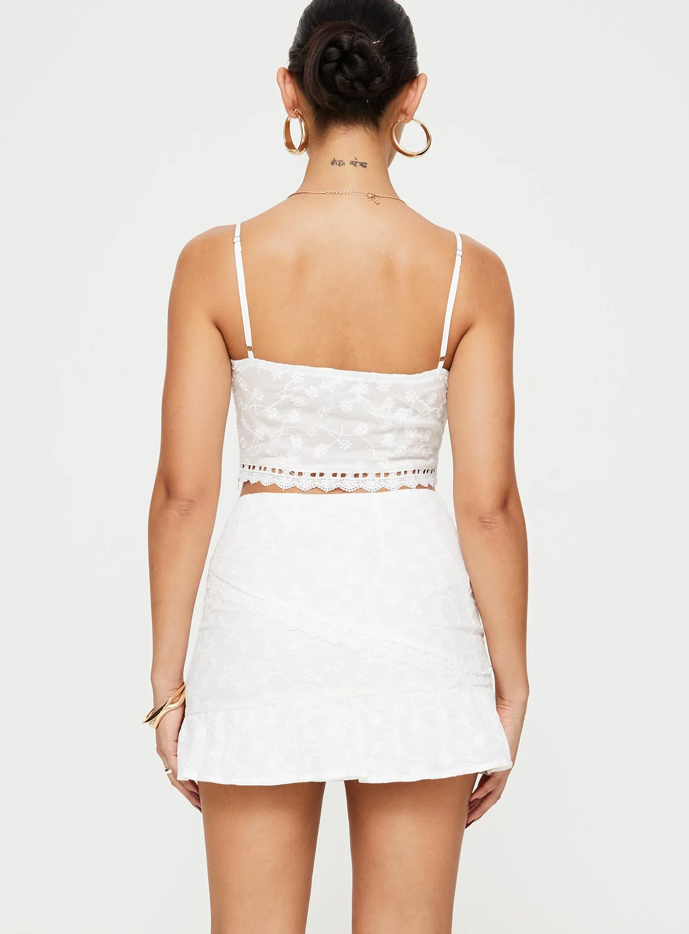 Fiora Broderie Set White Elastic hem