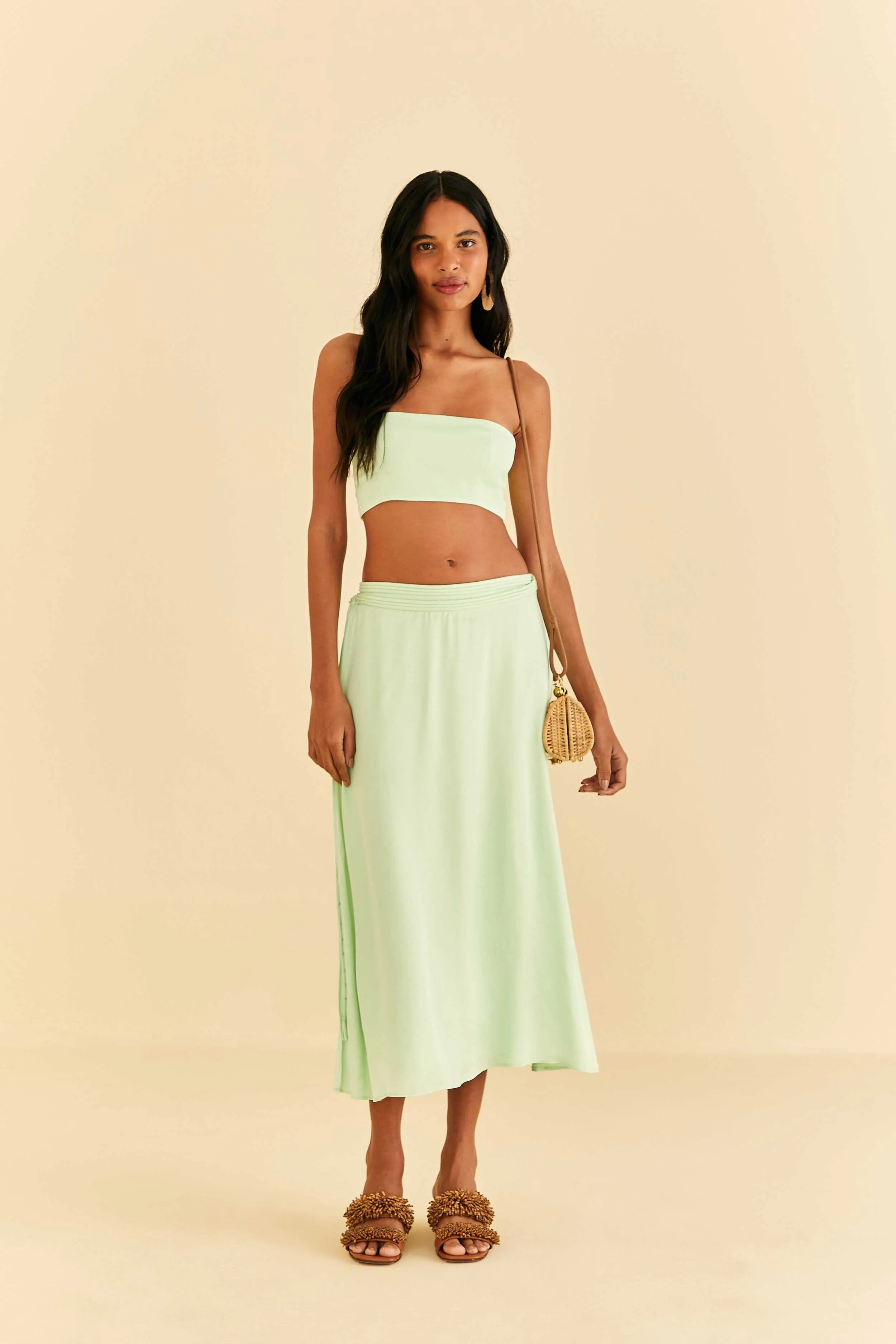 Comfort Waistline Mint Midi Skirt