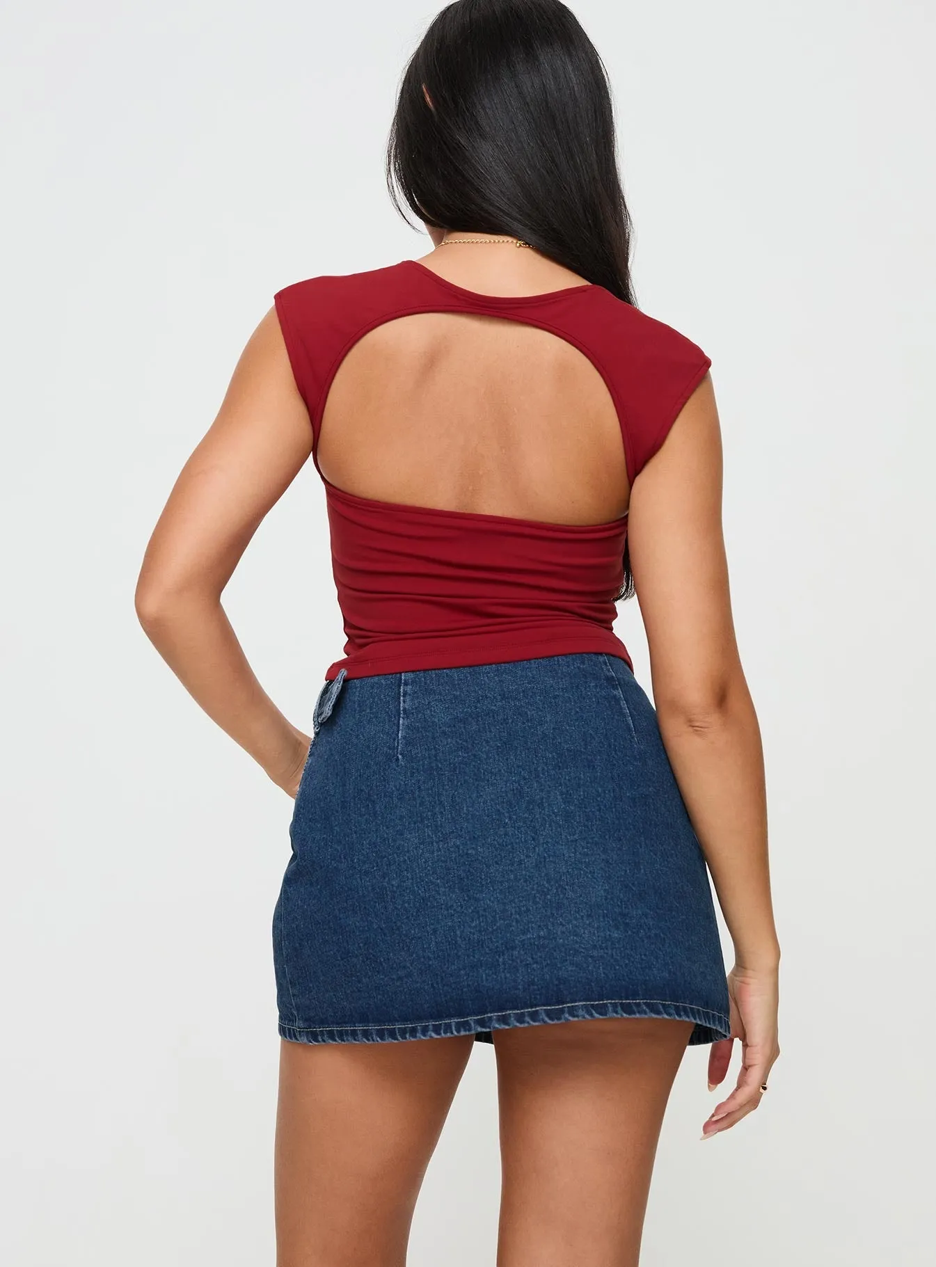 Wait Up Denim Wrap Mini Skirt Mid Wash All Day Look