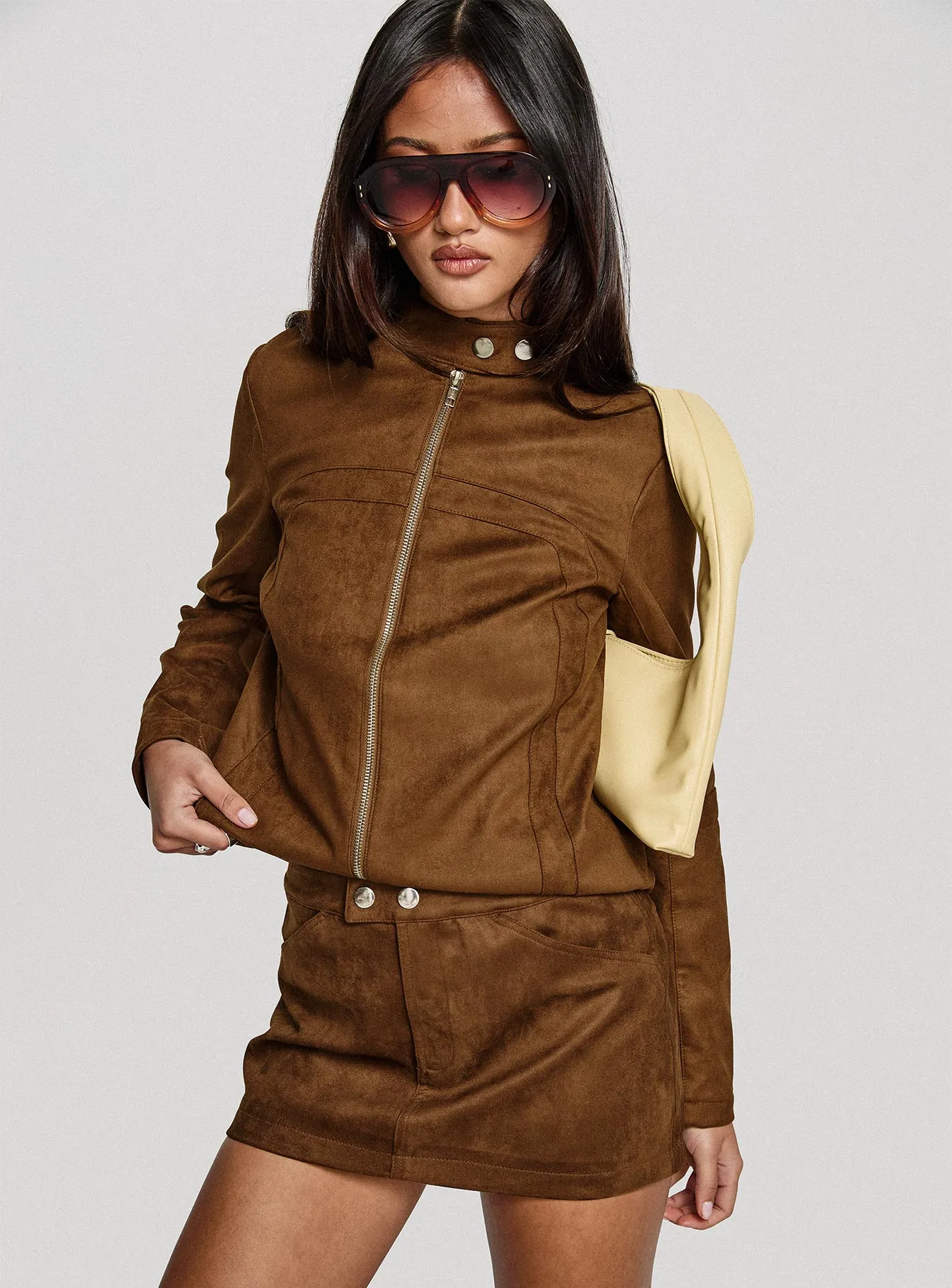 Rhodeo Mini Skirt Brown Beach Day Contrast Panel