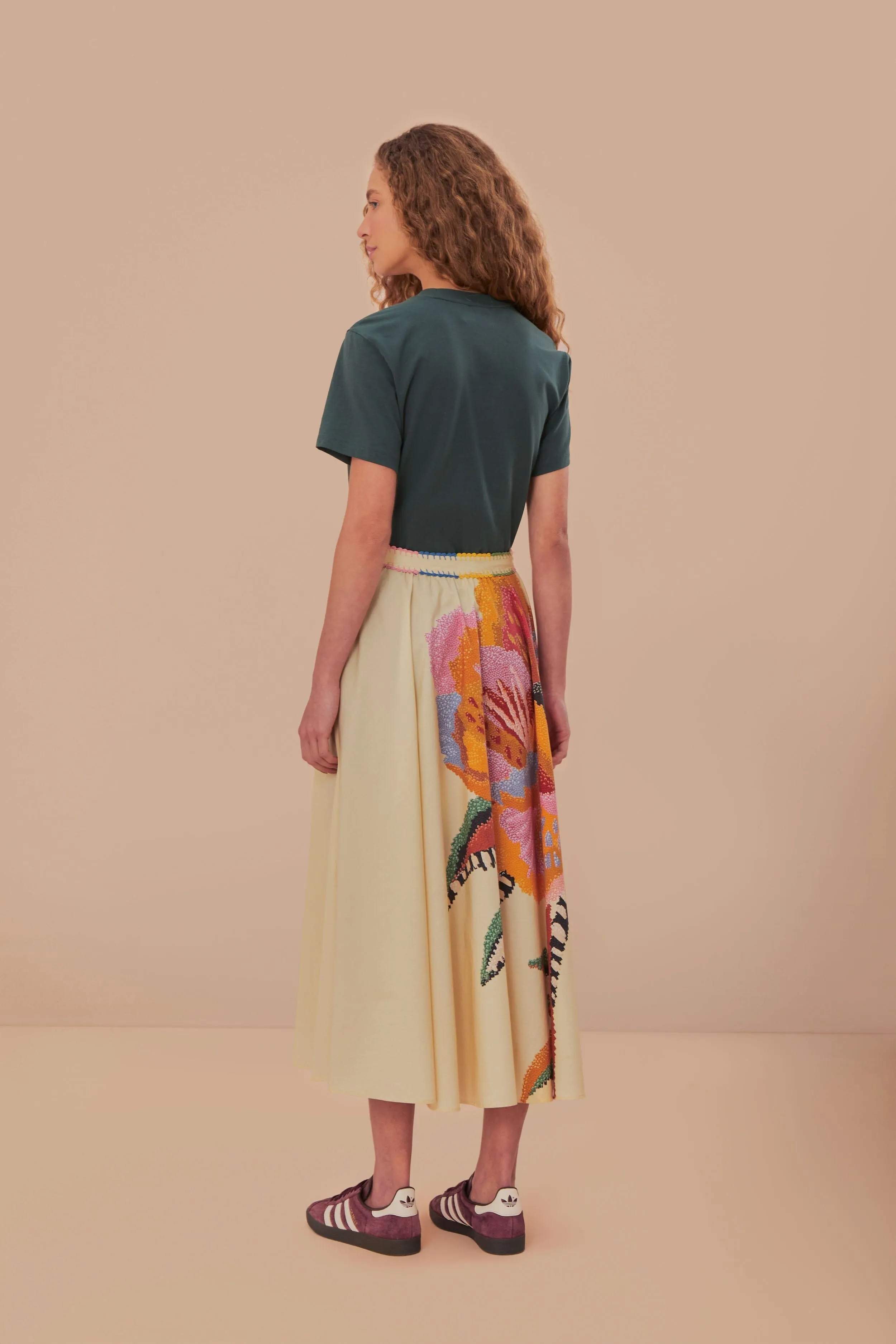 Everyday Line Button Fastenings Beige Lucy Floral Maxi Skirt