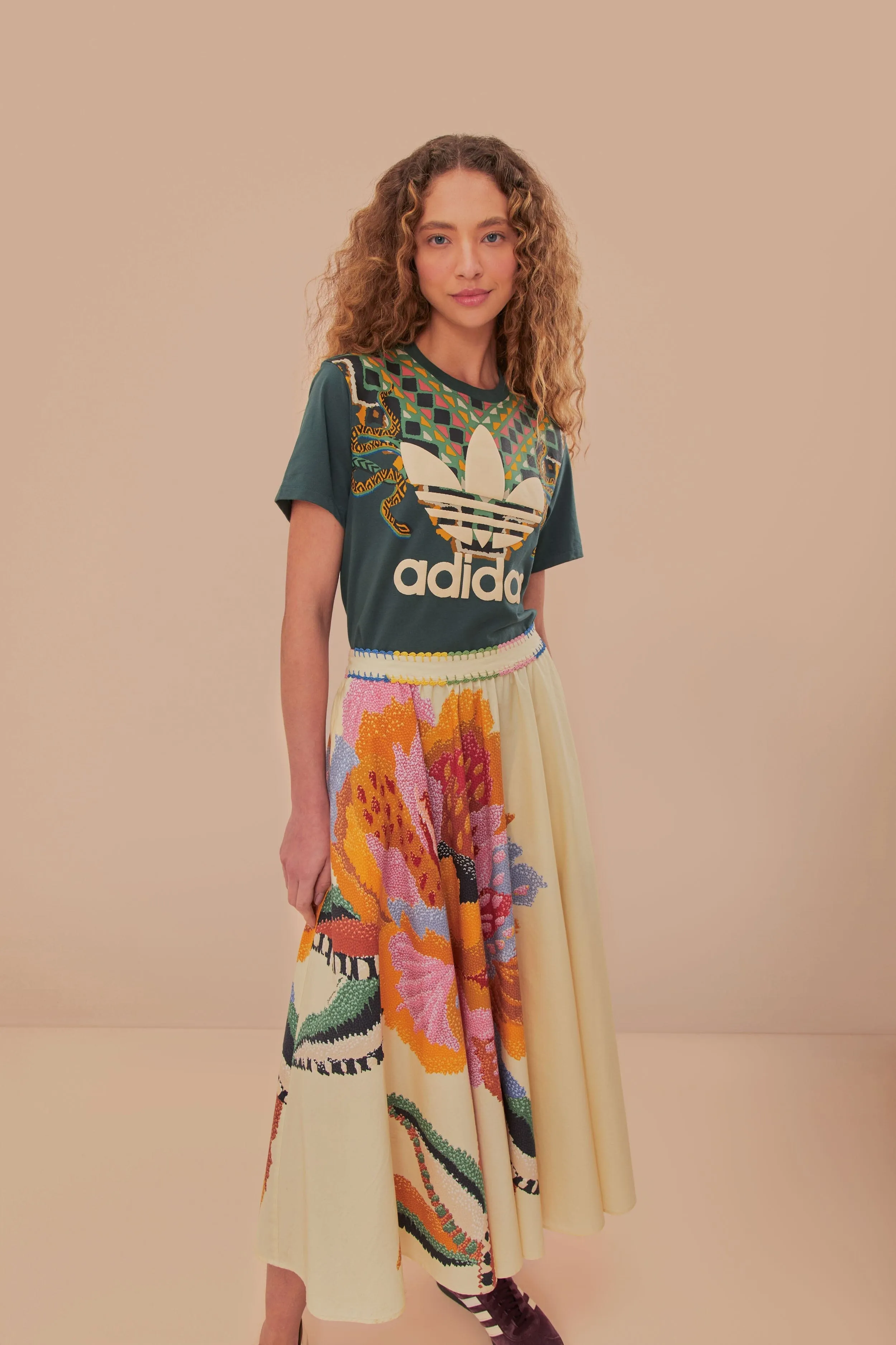 Light Touch Beige Lucy Floral Maxi Skirt